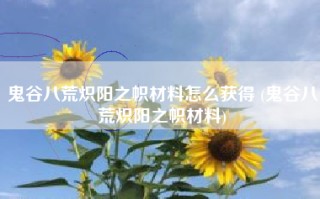 鬼谷八荒炽阳之帜材料怎么获得 (鬼谷八荒炽阳之帜材料)